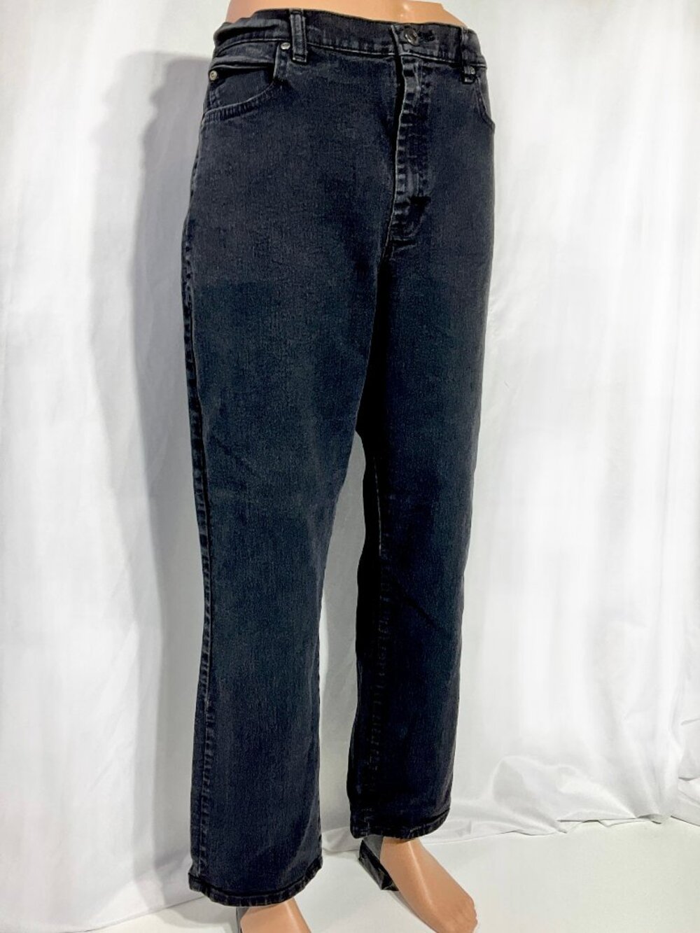 Lee Sz 18 Relaxed Fit Black Jeans Womens Denim Straight Leg Mid-Rise 3051804